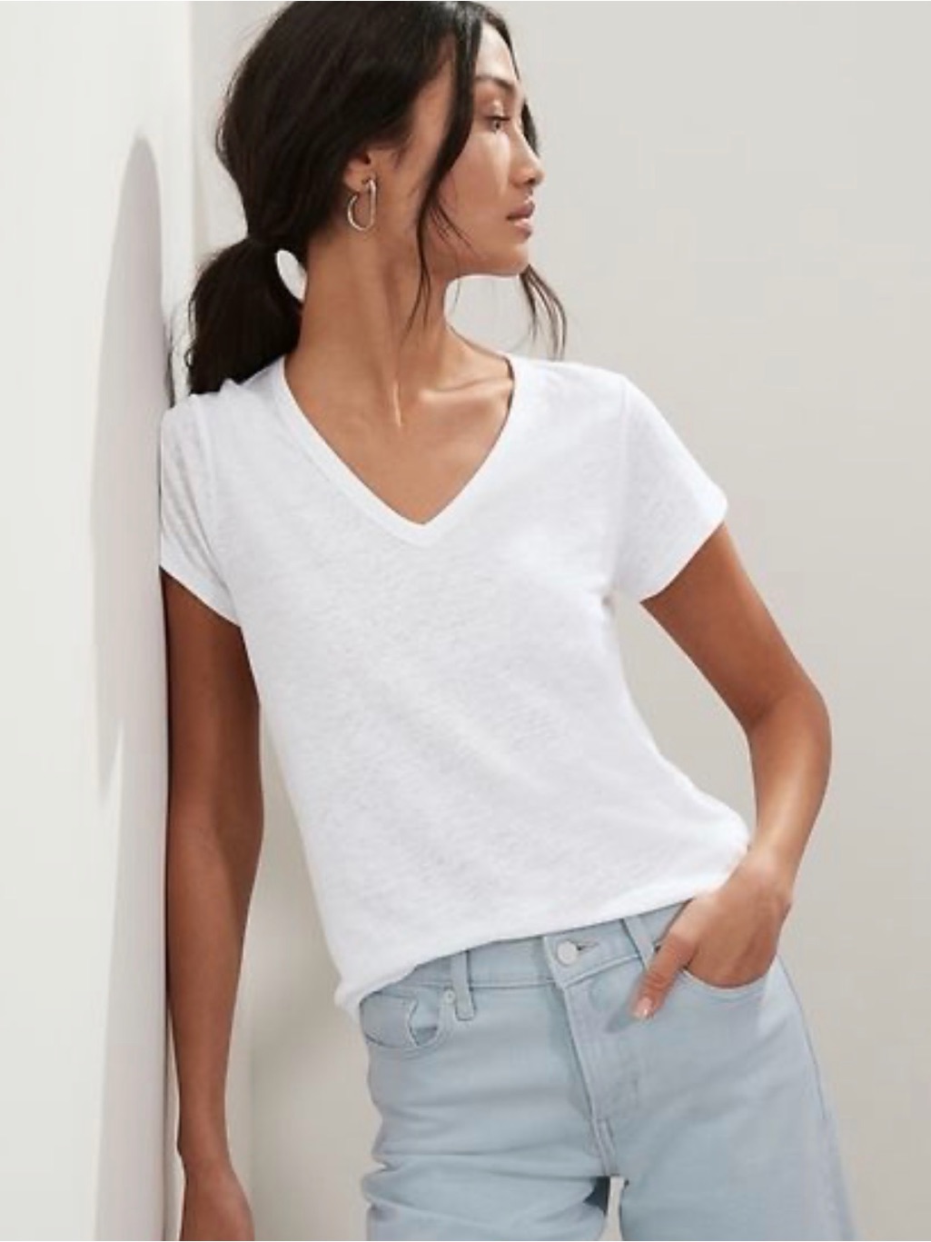 Basic White V-Neck Tee